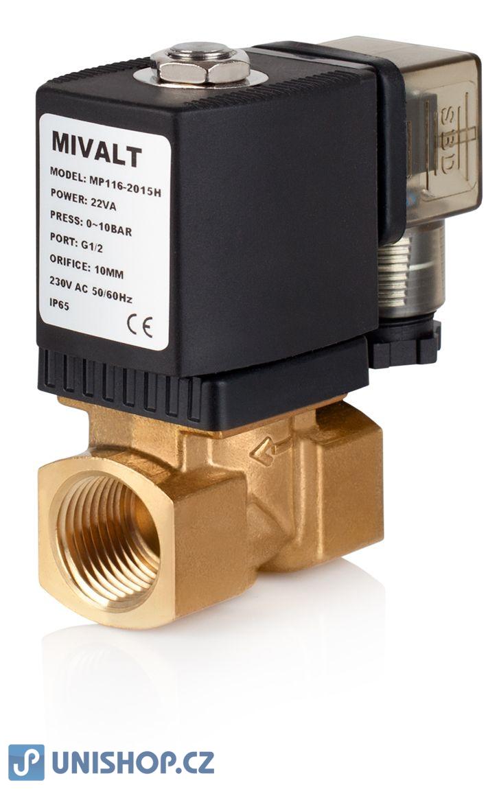 Elektromagnetický ventil MP 116-2015, NC, 1/2", 24V AC, mosaz (0,2 -10bar)