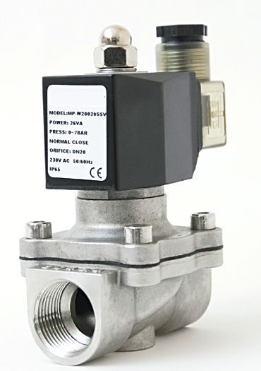 Ventil MP-W200-20SNK, NO, 3/4", 230V AC, dvoucestný, nerez (0-10bar)